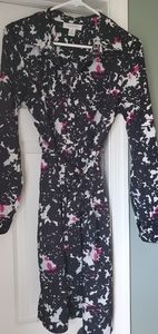 Maternity shirt dress, black floral print